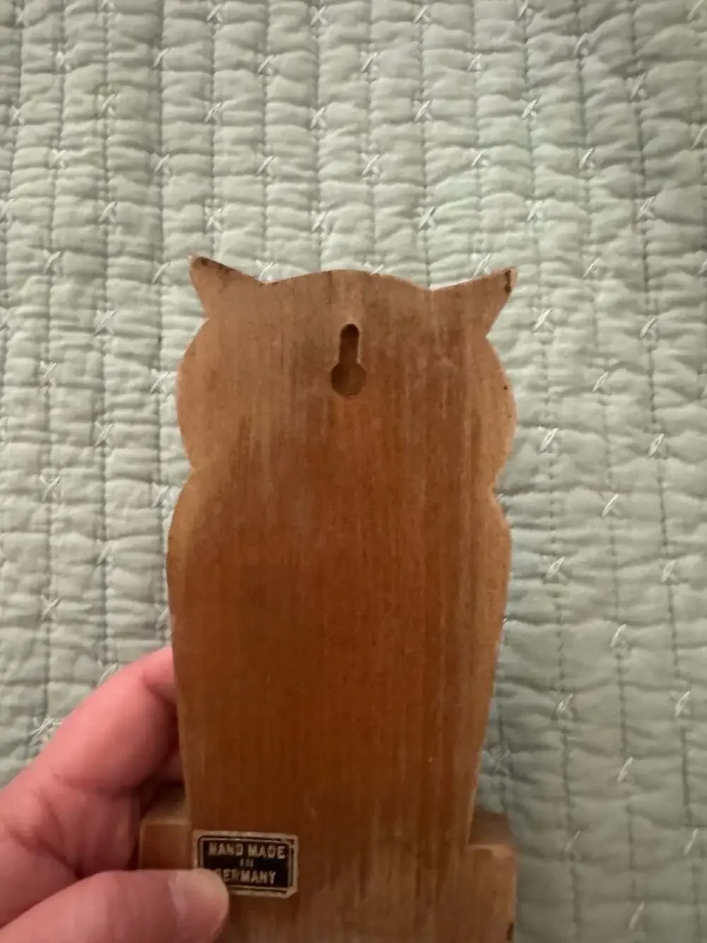 Vintage Carved Wood Owl Wall Mount Hook Hand Made in Germany